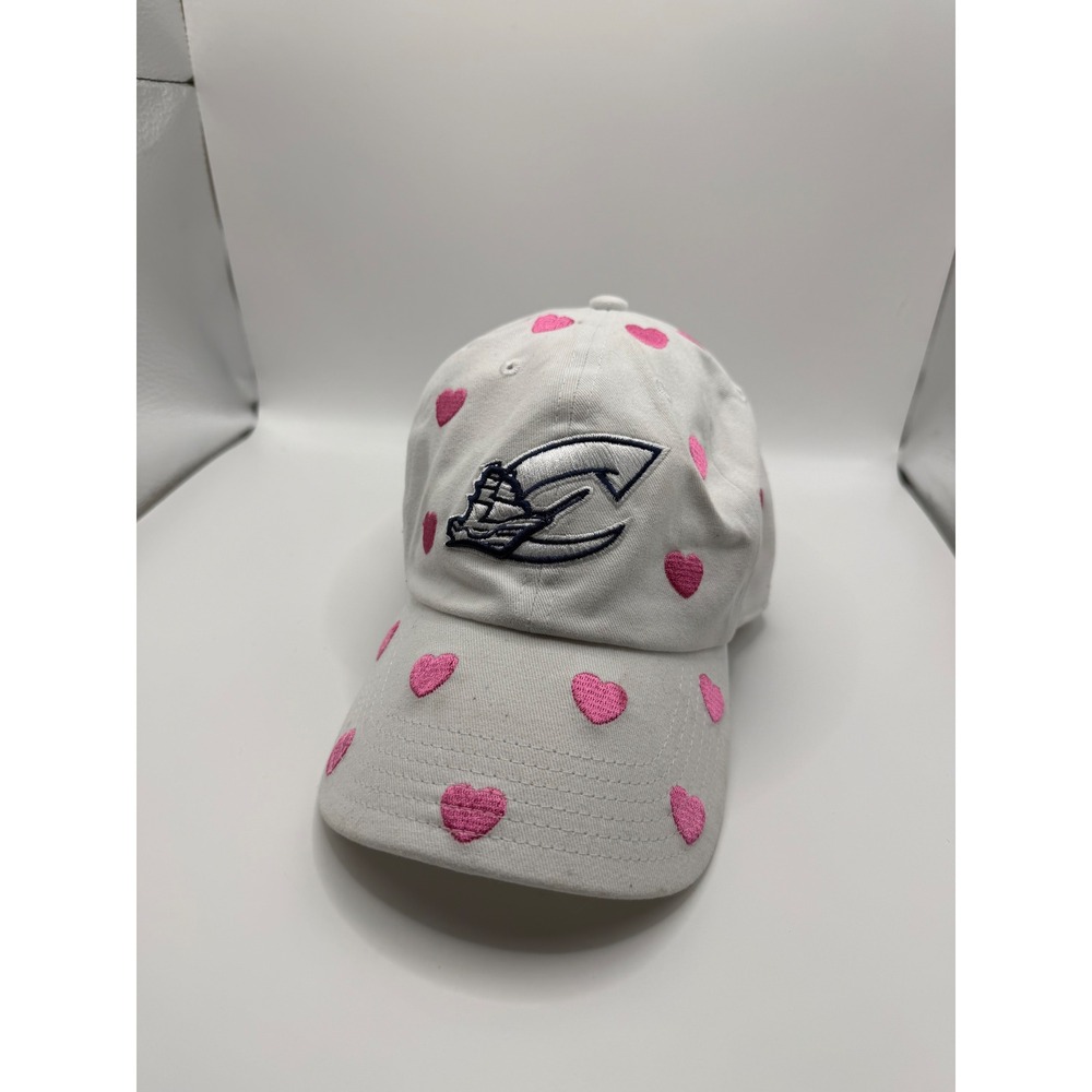 47 Brand Columbus Clippers Kids Hat White Pink Heart Embroidered Clean Up Cap